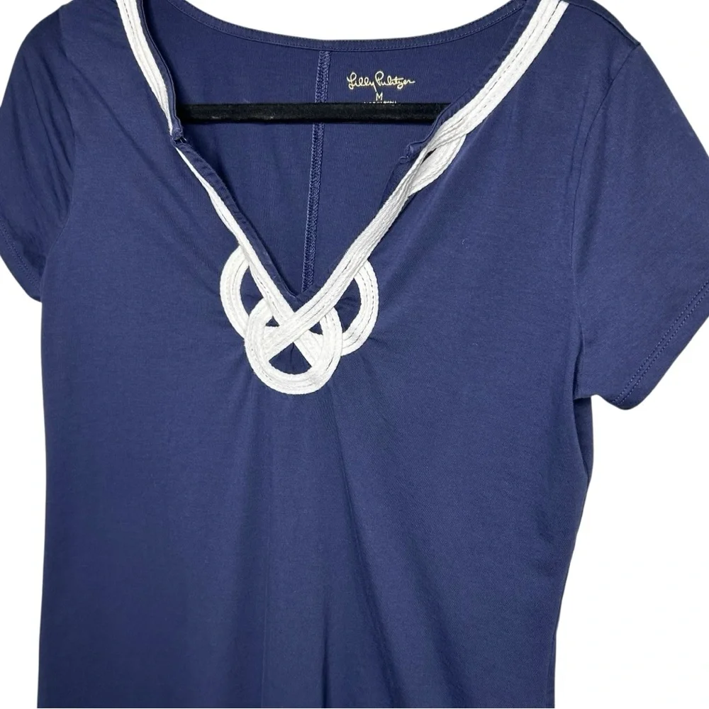 Lilly Pulitzer Brewster Prima Cotton T-Shirt Dress Navy White Women's M
